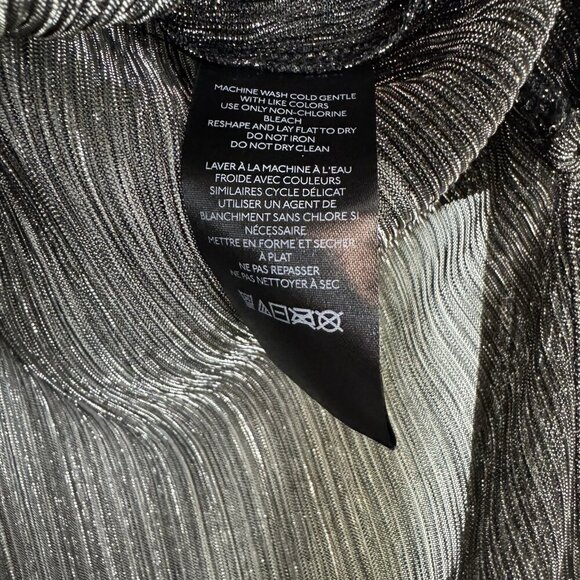 Pilcro Black Metallic Sheer Button Up Long Sleeve Shirt Size Extra Small - Picture 5 of 6